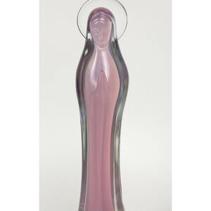 Murano Sommerso Pink Glass Madonna Virgin Mary Figurine made in Italy Etched